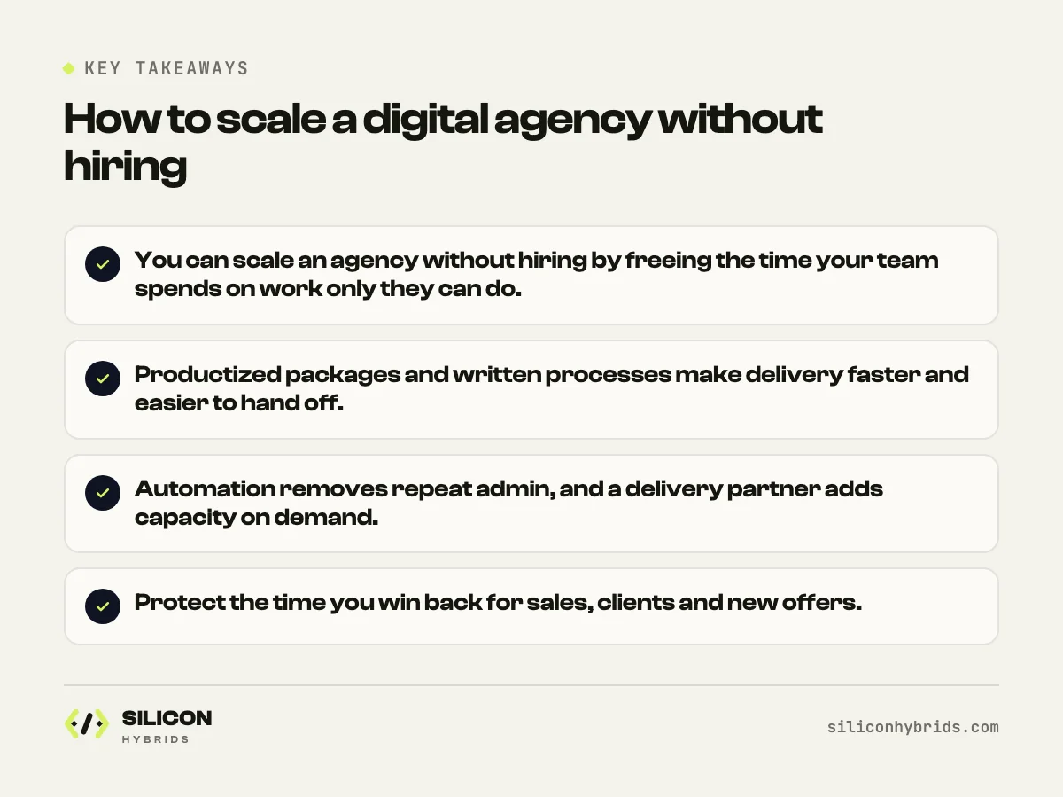 Key takeaways: How to scale a digital agency without hiring